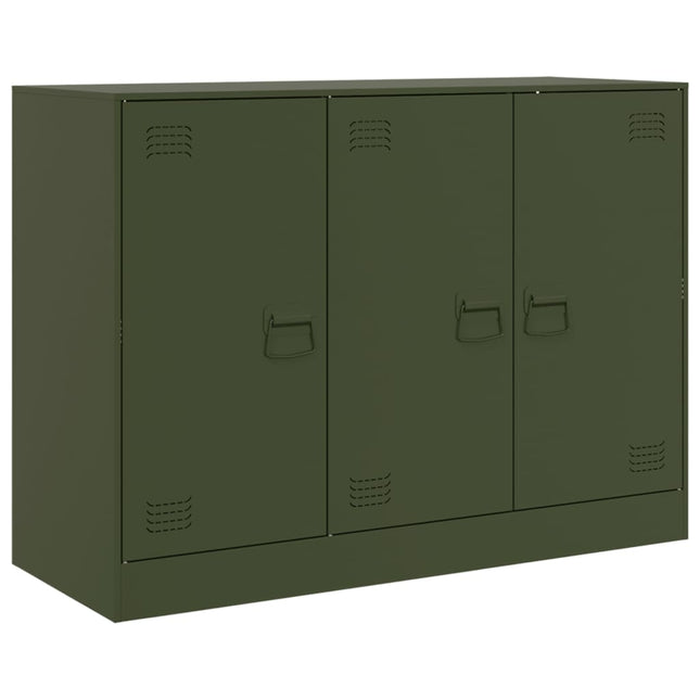 skænk 99x39x73 cm stål olivengrøn