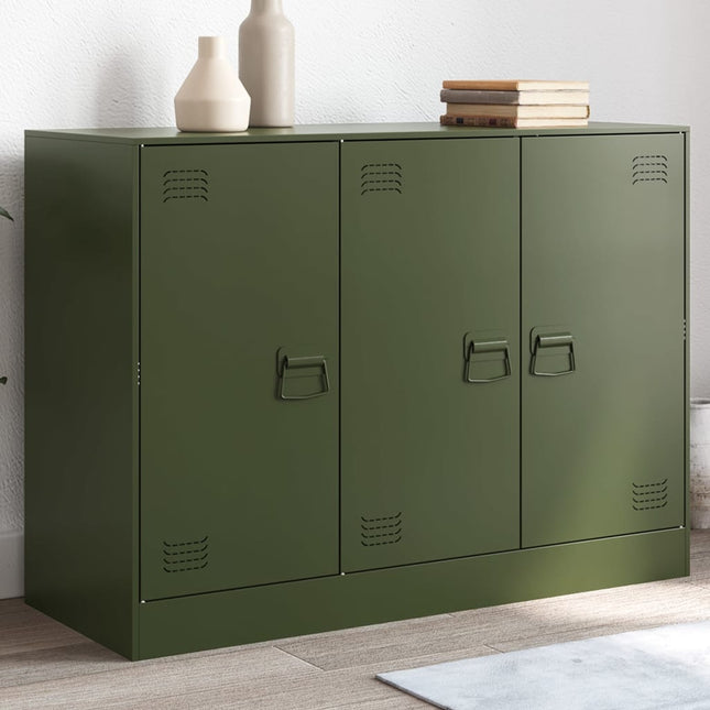 skænk 99x39x73 cm stål olivengrøn