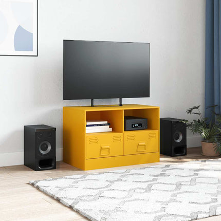 tv-bord 67x39x44 cm stål sennepsgul