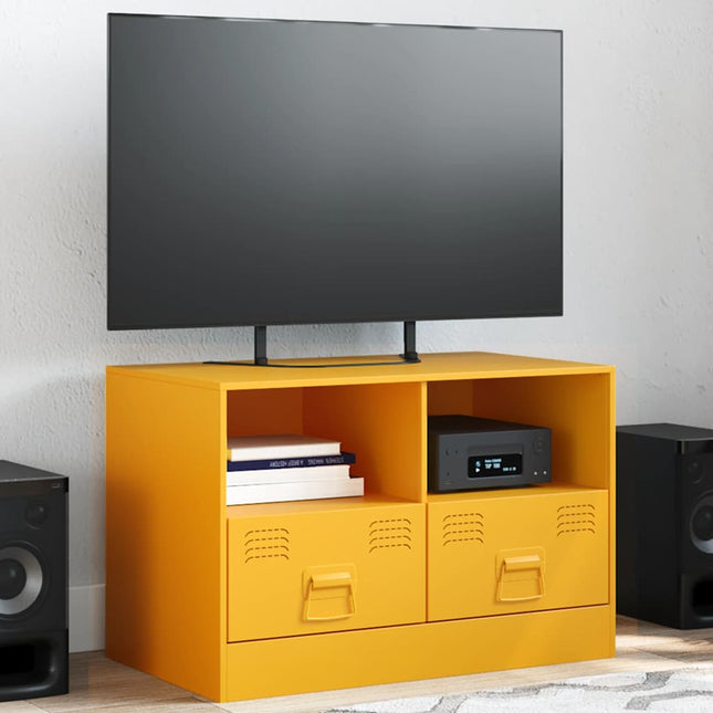 tv-bord 67x39x44 cm stål sennepsgul