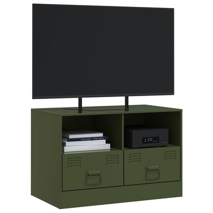 tv-bord 67x39x44 cm stål olivengrøn