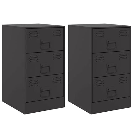 sengeborde 2 stk. 34,5x39x62 cm stål sort