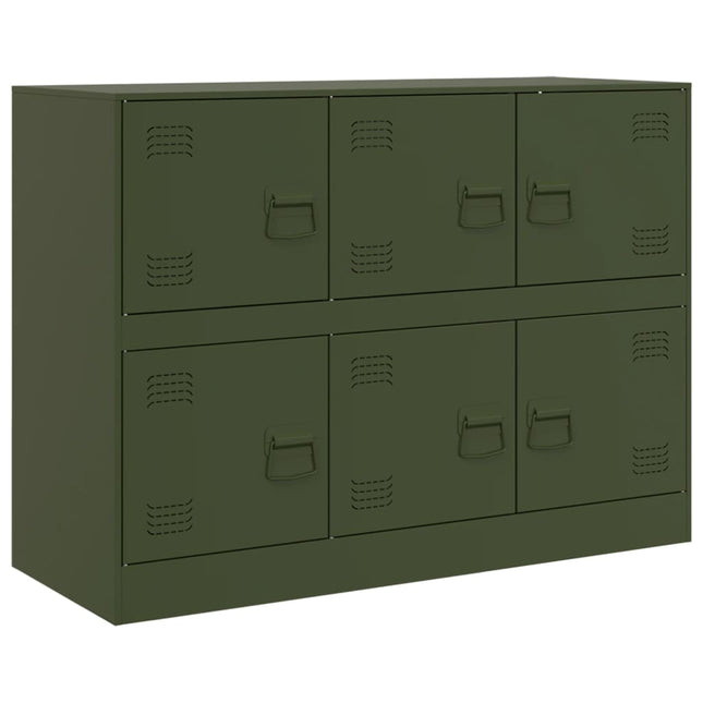 skænk 99x39x73 cm stål olivengrøn