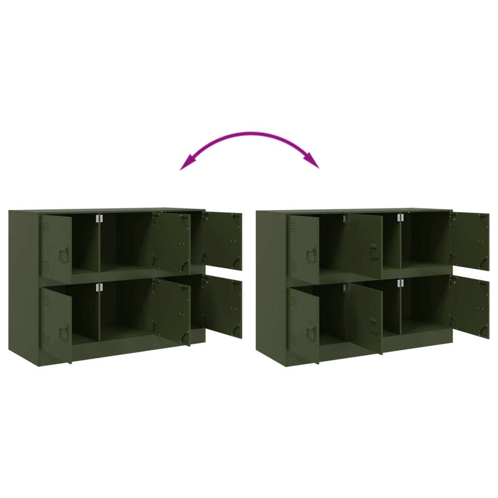 skænk 99x39x73 cm stål olivengrøn