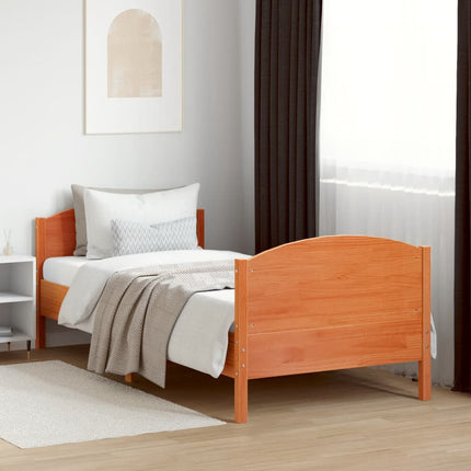 sengeramme uden madras 100x200 cm massivt fyrretræ gyldenbrun