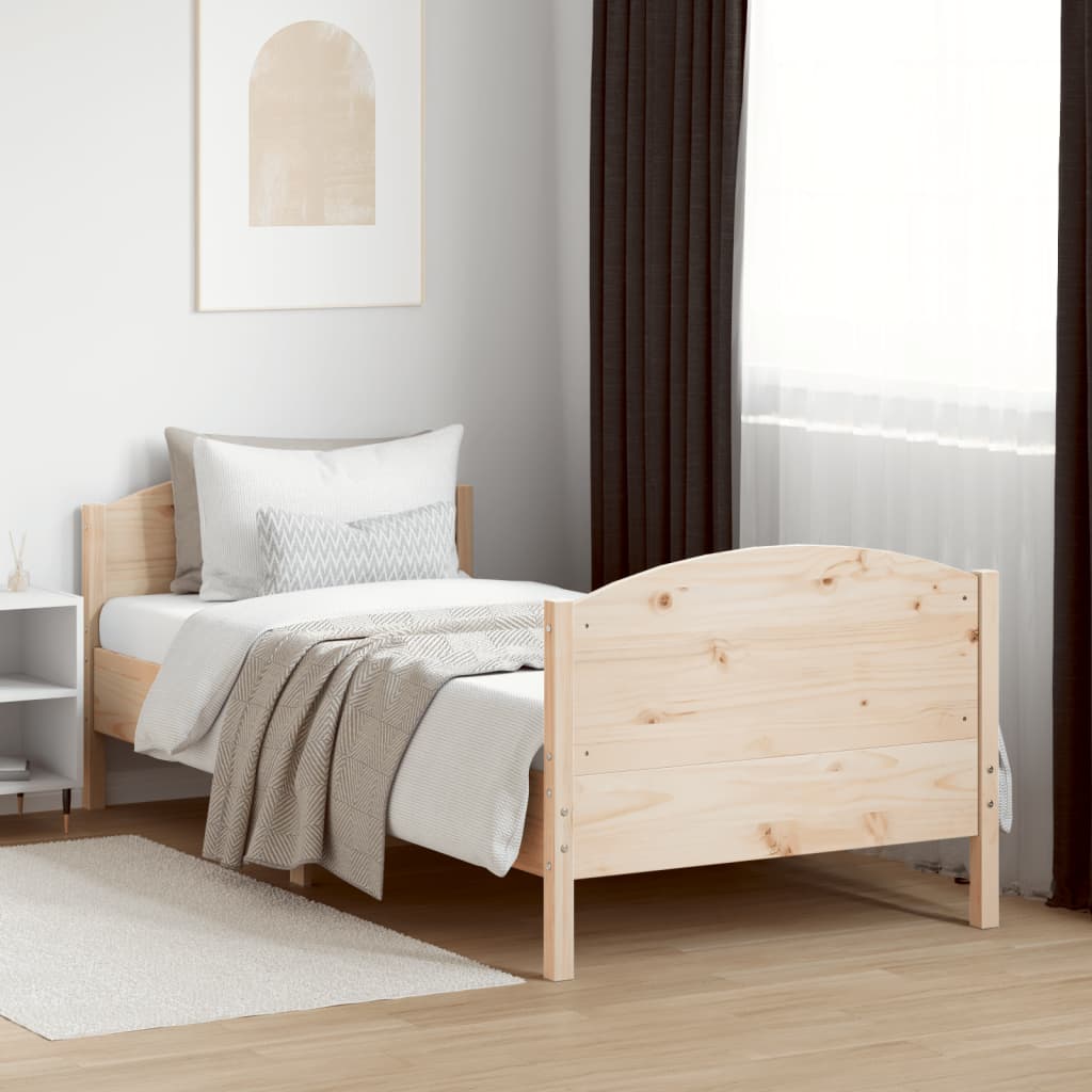 sengeramme uden madras 90x190 cm massivt fyrretræ