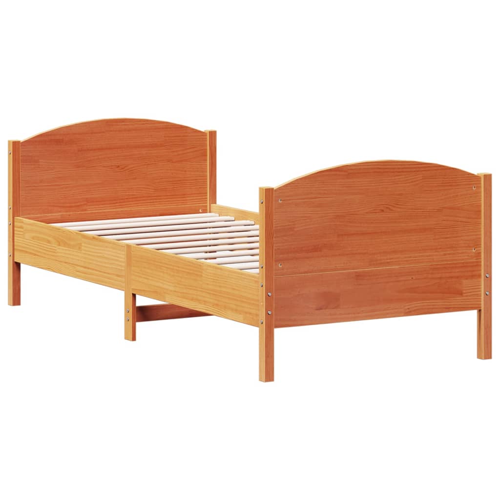 sengeramme uden madras 90x190 cm massivt fyrretræ gyldenbrun