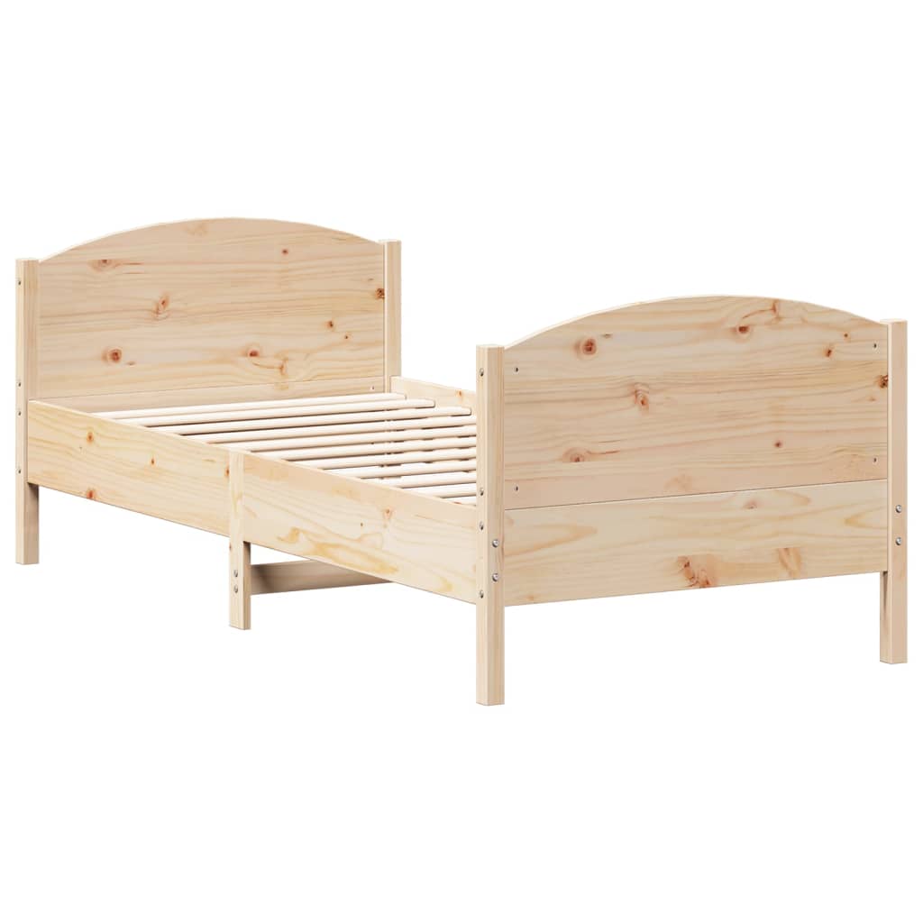sengeramme uden madras 75x190 cm massivt fyrretræ