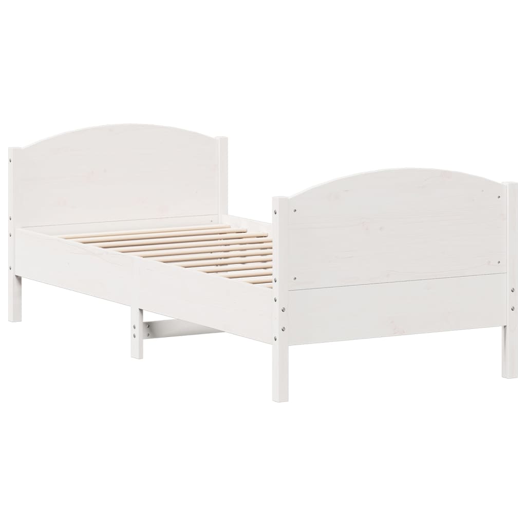 sengeramme uden madras 75x190 cm massivt fyrretræ hvid