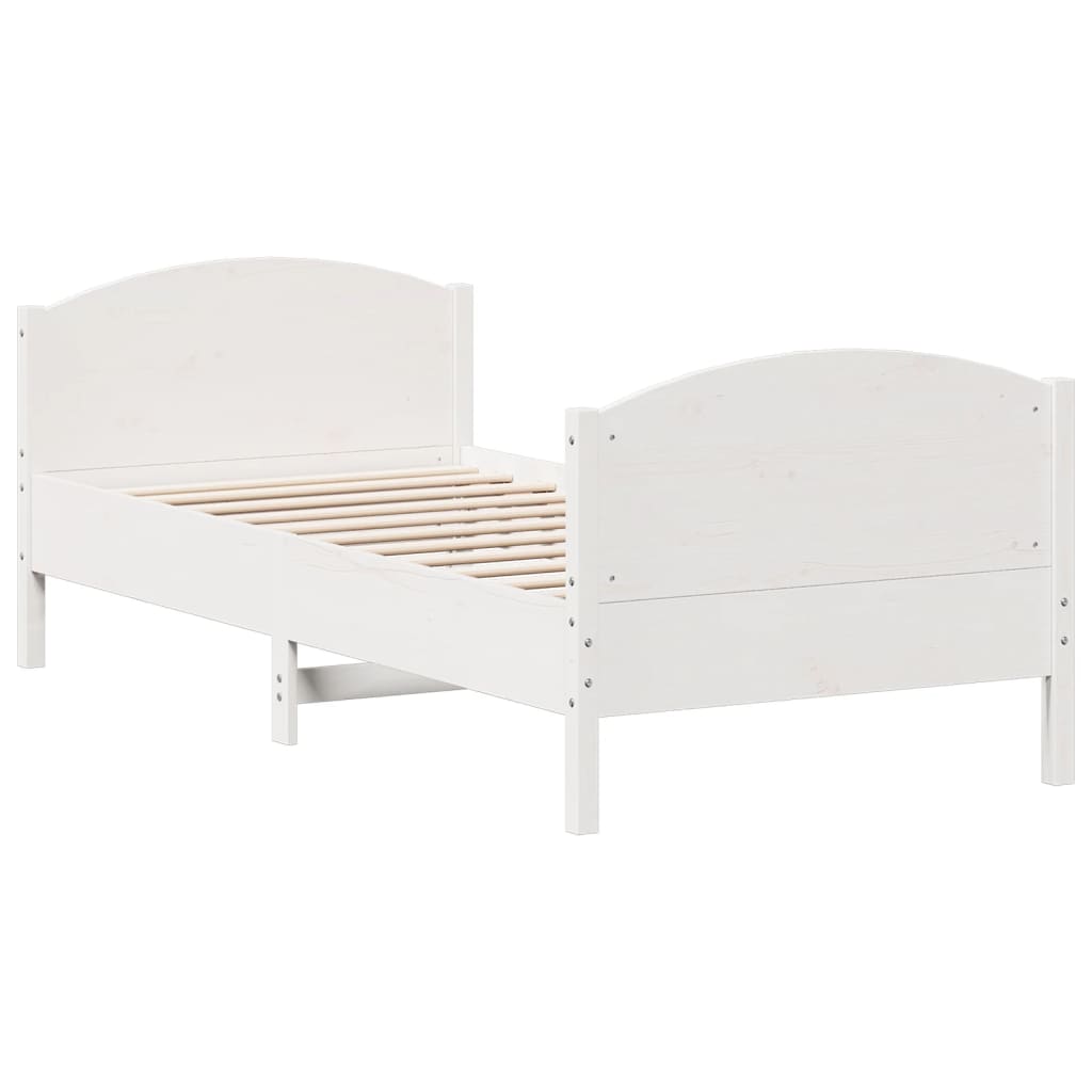 sengeramme uden madras 75x190 cm massivt fyrretræ hvid