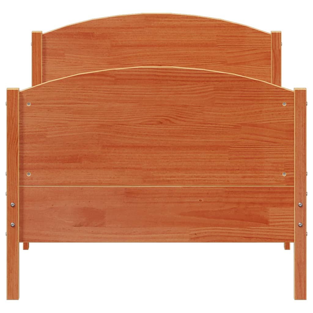 sengeramme uden madras 75x190 cm massivt fyrretræ gyldenbrun