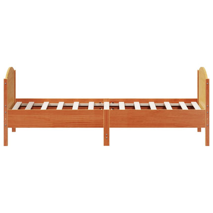 sengeramme uden madras 75x190 cm massivt fyrretræ gyldenbrun