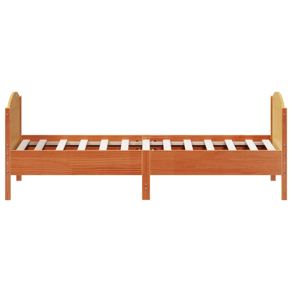 sengeramme uden madras 75x190 cm massivt fyrretræ gyldenbrun