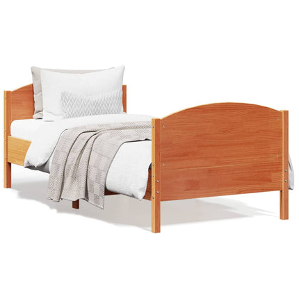 sengeramme uden madras 75x190 cm massivt fyrretræ gyldenbrun