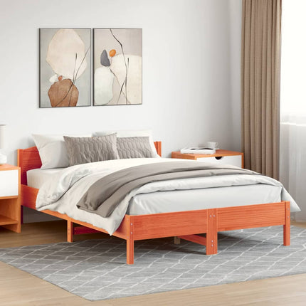 sengeramme uden madras 140x200 cm massivt fyr gyldenbrun