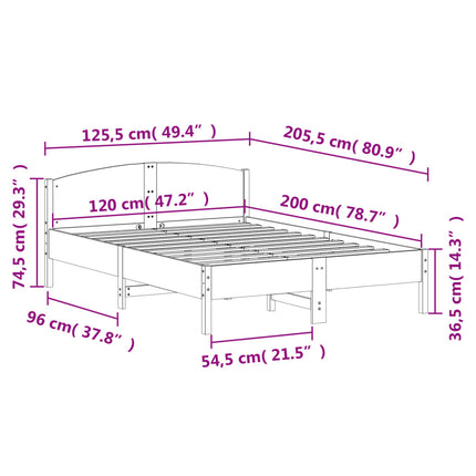 sengeramme uden madras 120x200 cm massivt fyrretræ gyldenbrun