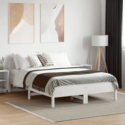 sengeramme uden madras 140x190 cm massivt fyrretræ hvid