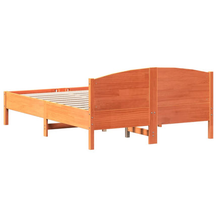 sengeramme uden madras 135x190 cm massivt fyrretræ brun