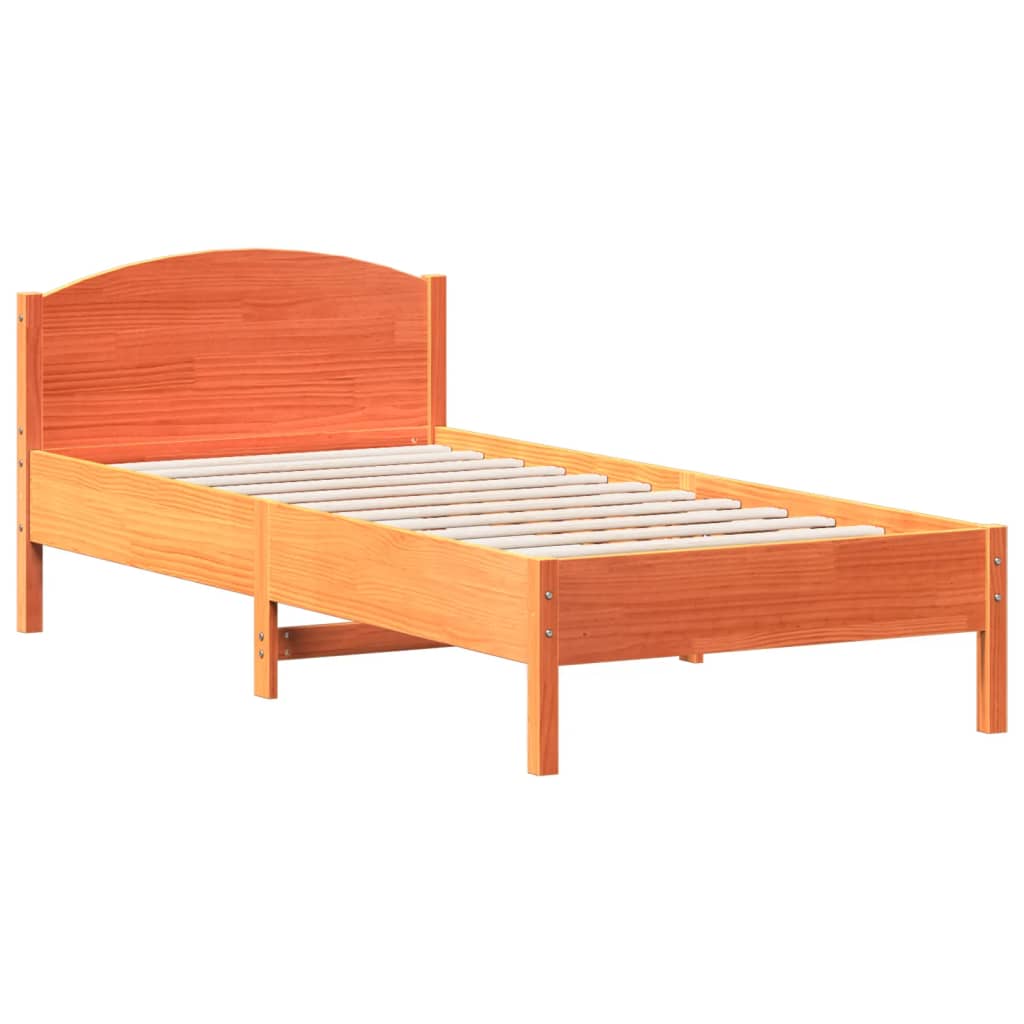 sengeramme uden madras 100x200 cm massivt fyrretræ gyldenbrun