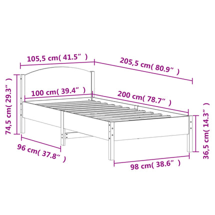 sengeramme uden madras 100x200 cm massivt fyrretræ gyldenbrun