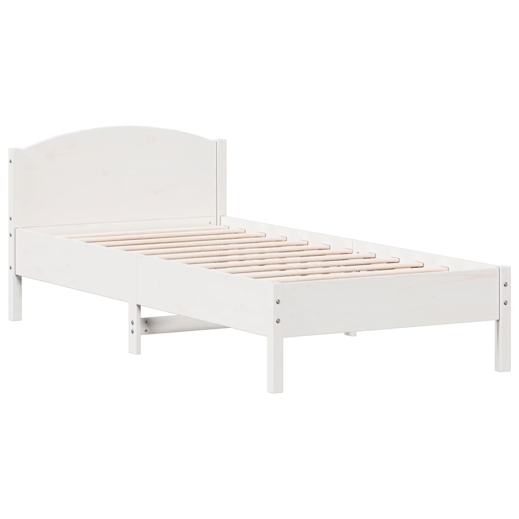 sengeramme uden madras 90x200 cm massivt fyrretræ hvid