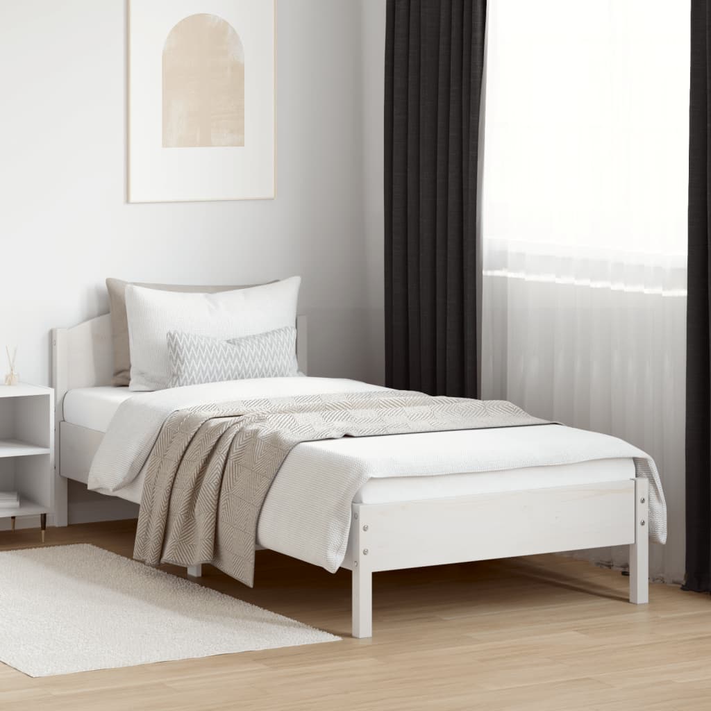 sengeramme uden madras 90x200 cm massivt fyrretræ hvid