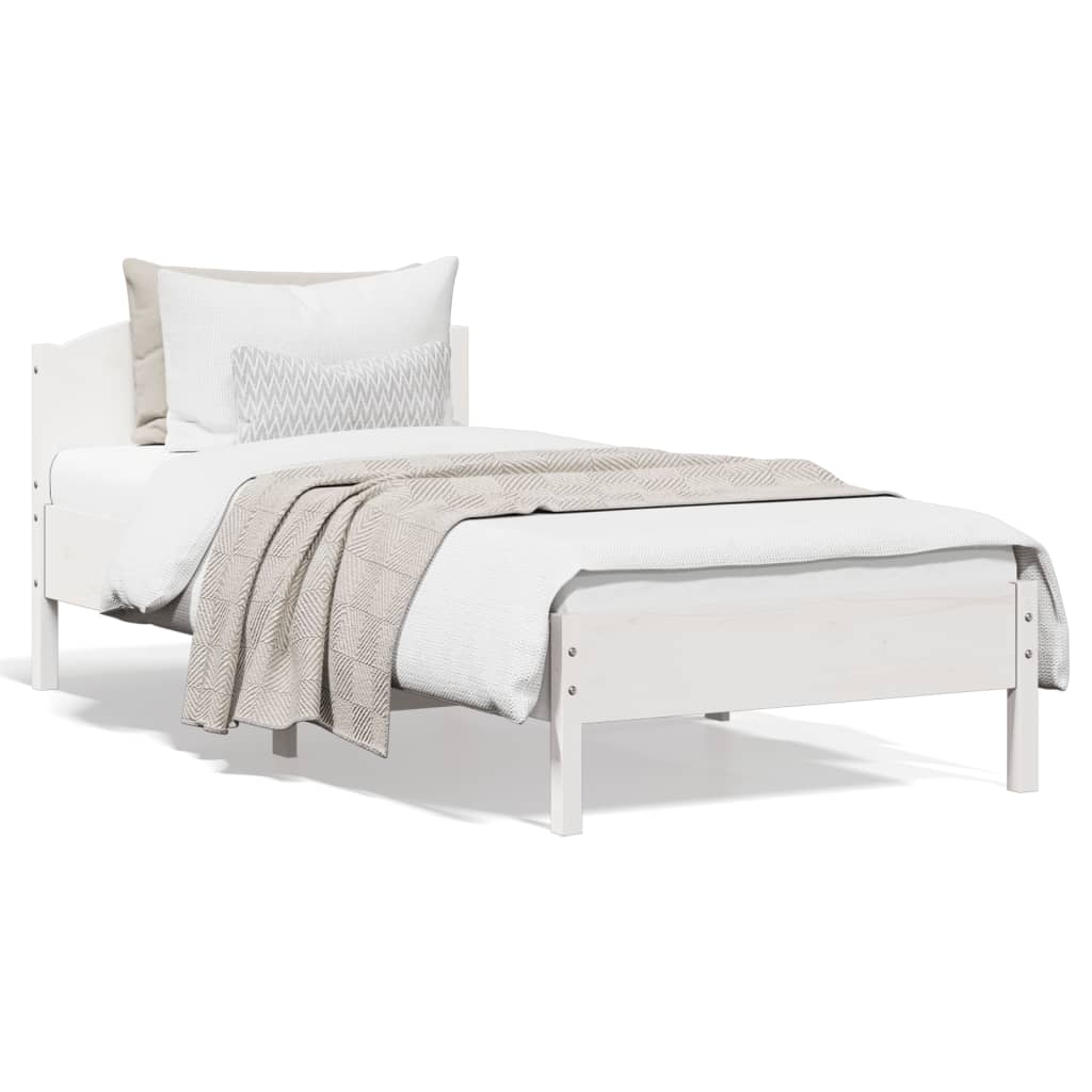 sengeramme uden madras 90x200 cm massivt fyrretræ hvid
