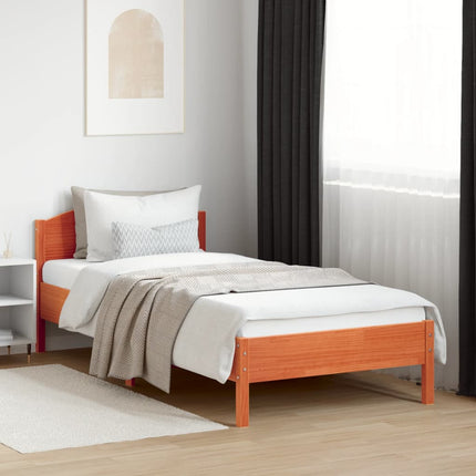 sengeramme uden madras 90x200 cm massivt fyrretræ gyldenbrun