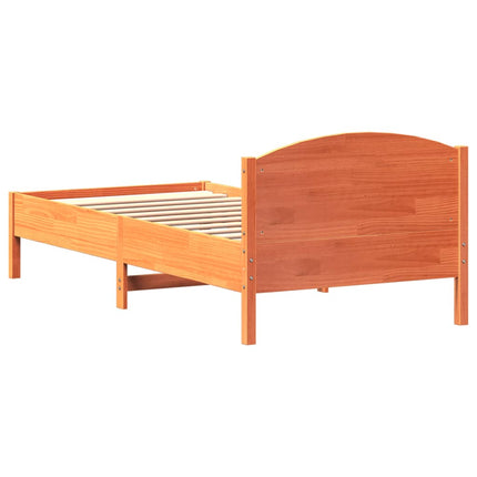 sengeramme uden madras 90x200 cm massivt fyrretræ gyldenbrun
