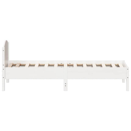 sengeramme uden madras 75x190 cm massivt fyrretræ hvid
