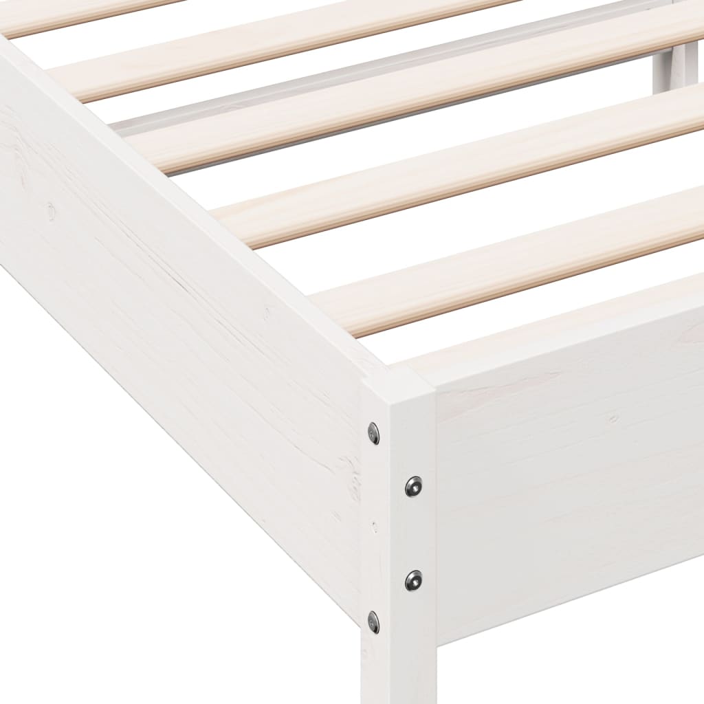 sengeramme uden madras 75x190 cm massivt fyrretræ hvid