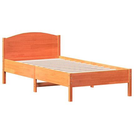 sengeramme uden madras 75x190 cm massivt fyrretræ gyldenbrun