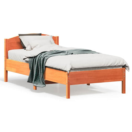 sengeramme uden madras 75x190 cm massivt fyrretræ gyldenbrun