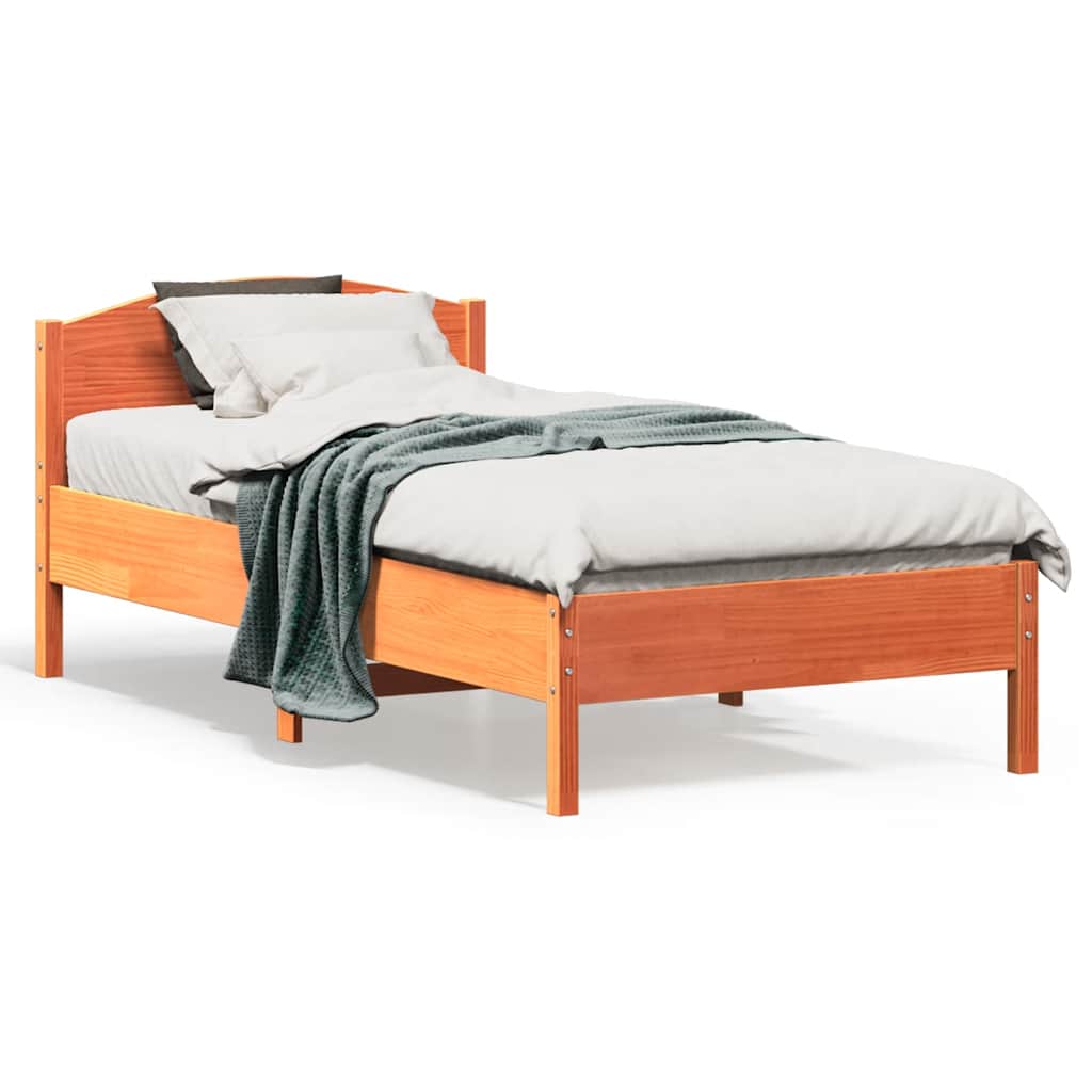 sengeramme uden madras 75x190 cm massivt fyrretræ gyldenbrun