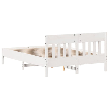 sengeramme uden madras 140x200 cm massivt fyrretræ hvid