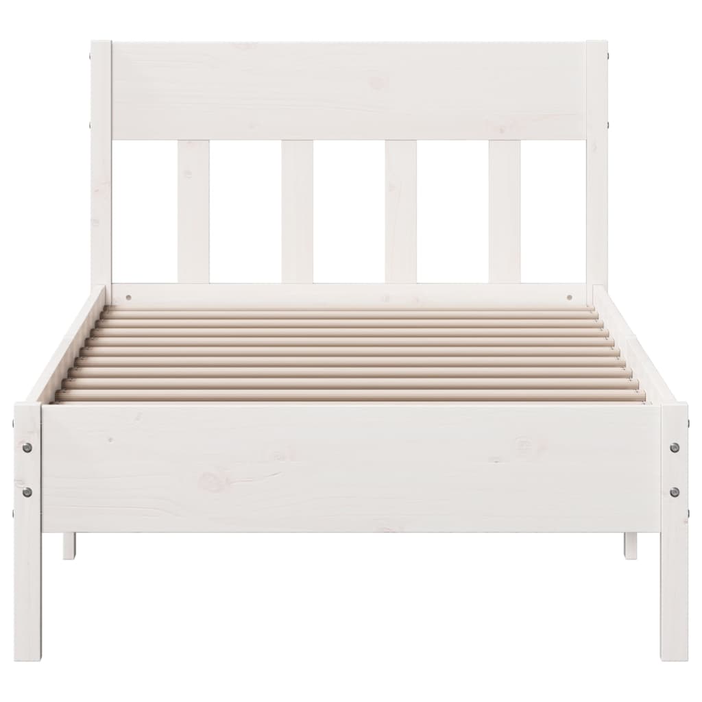 sengeramme uden madras 100x200 cm massivt fyrretræ hvid