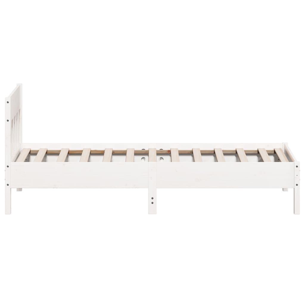 sengeramme uden madras 100x200 cm massivt fyrretræ hvid