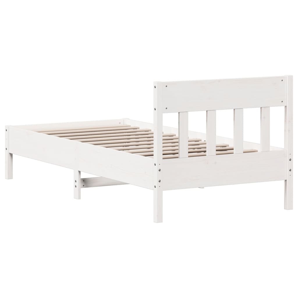 sengeramme uden madras 100x200 cm massivt fyrretræ hvid