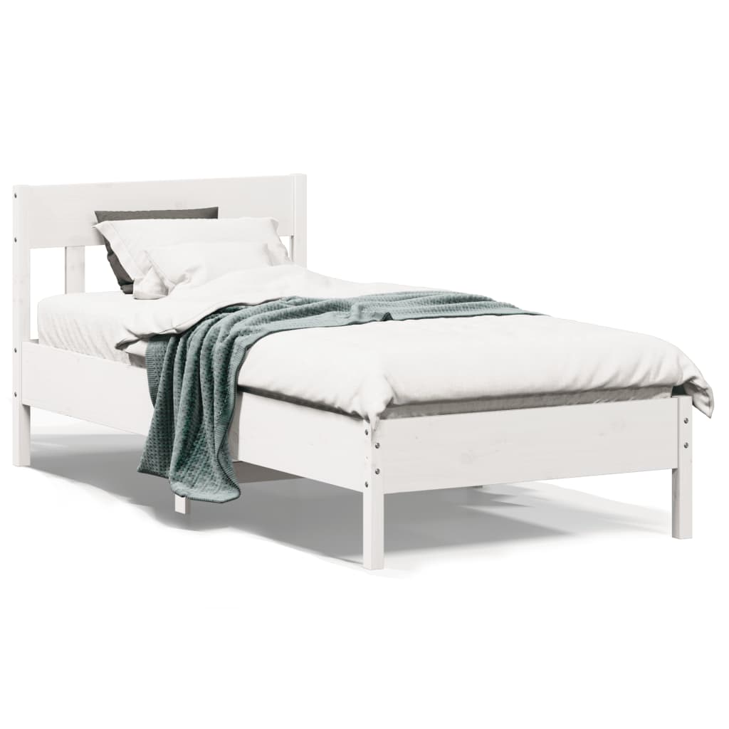 sengeramme uden madras 100x200 cm massivt fyrretræ hvid