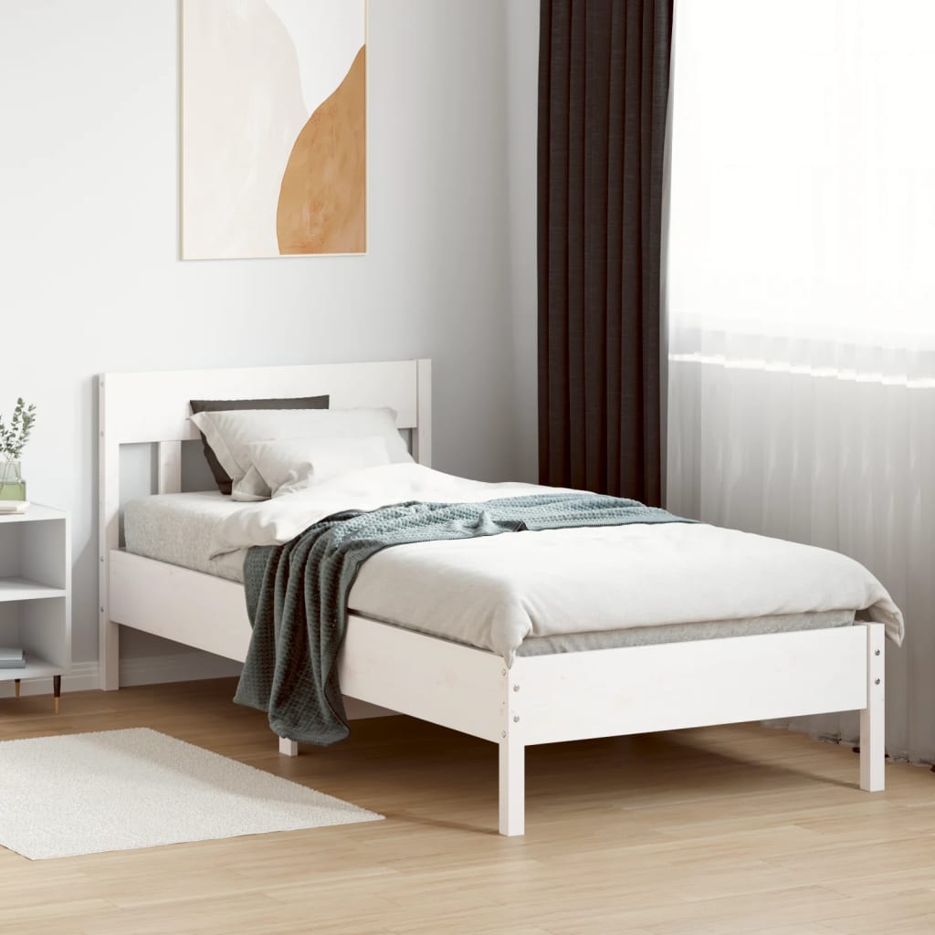 sengeramme uden madras 90x200 cm massivt fyrretræ hvid