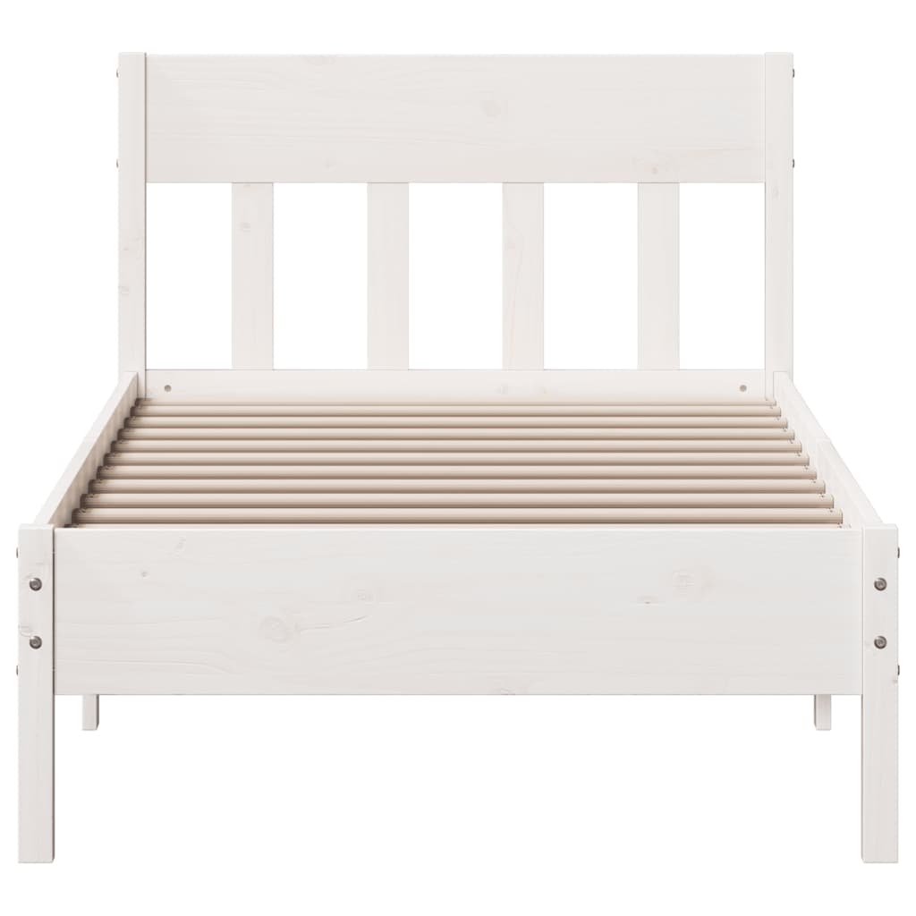 sengeramme uden madras 90x200 cm massivt fyrretræ hvid