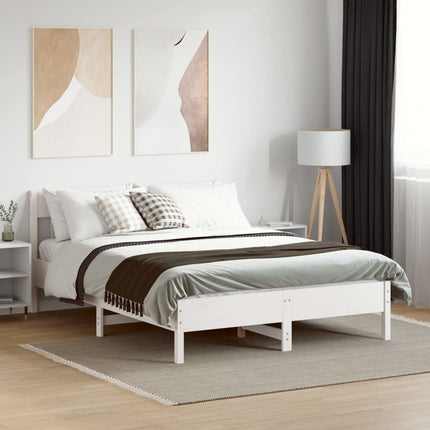 sengeramme uden madras 140x190 cm massivt fyrretræ hvid