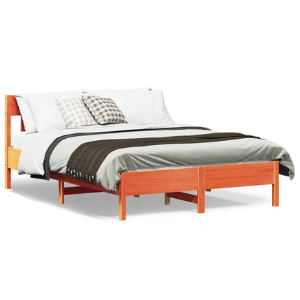 sengeramme uden madras 140x190 cm massivt fyrretræ gyldenbrun