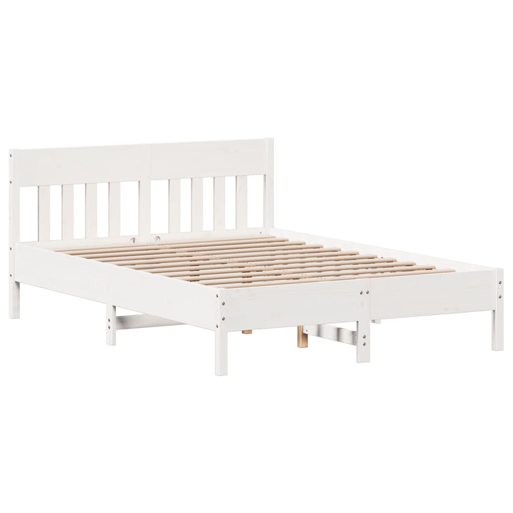 sengeramme uden madras 135x190 cm massivt fyrretræ hvid