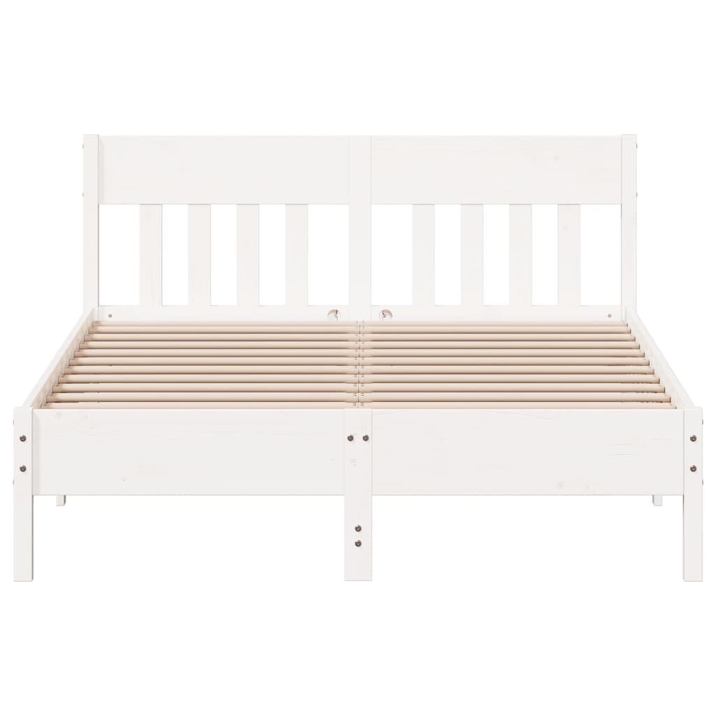 sengeramme uden madras 135x190 cm massivt fyrretræ hvid