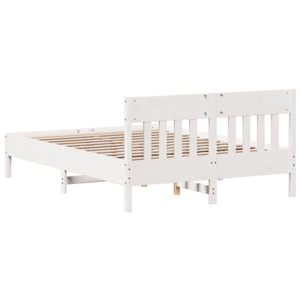 sengeramme uden madras 135x190 cm massivt fyrretræ hvid