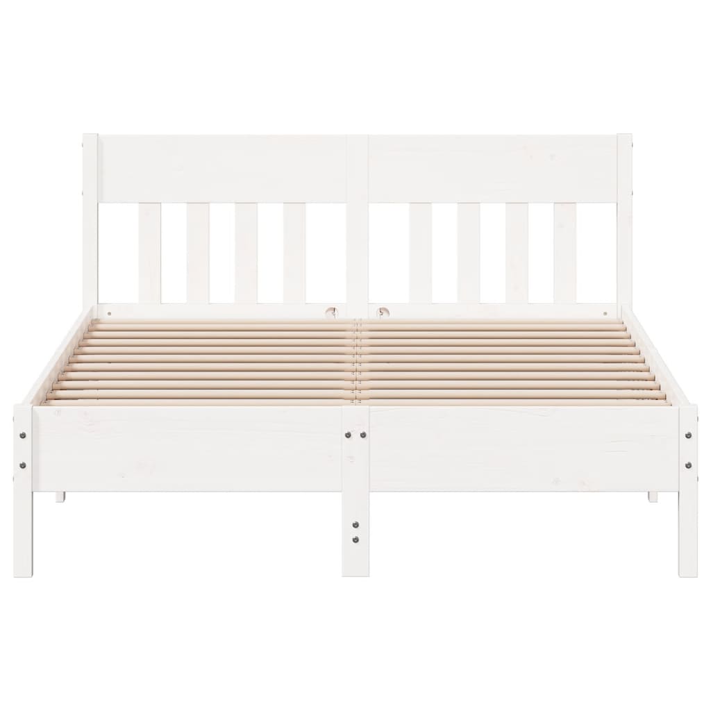 sengeramme uden madras 120x190 cm massivt fyrretræ hvid
