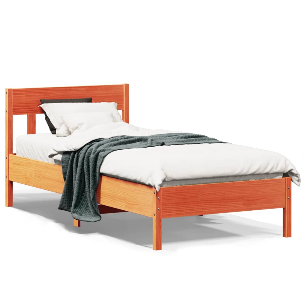 sengeramme uden madras 90x190 cm massivt fyrretræ gyldenbrun