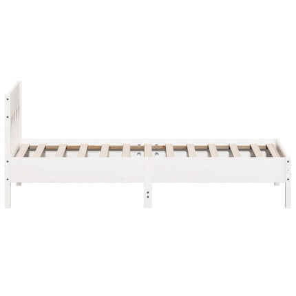 sengeramme uden madras 75x190 cm massivt fyrretræ hvid