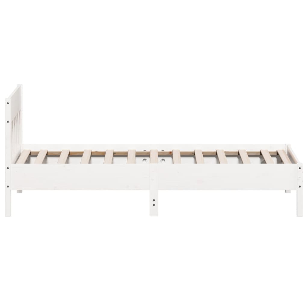 sengeramme uden madras 75x190 cm massivt fyrretræ hvid